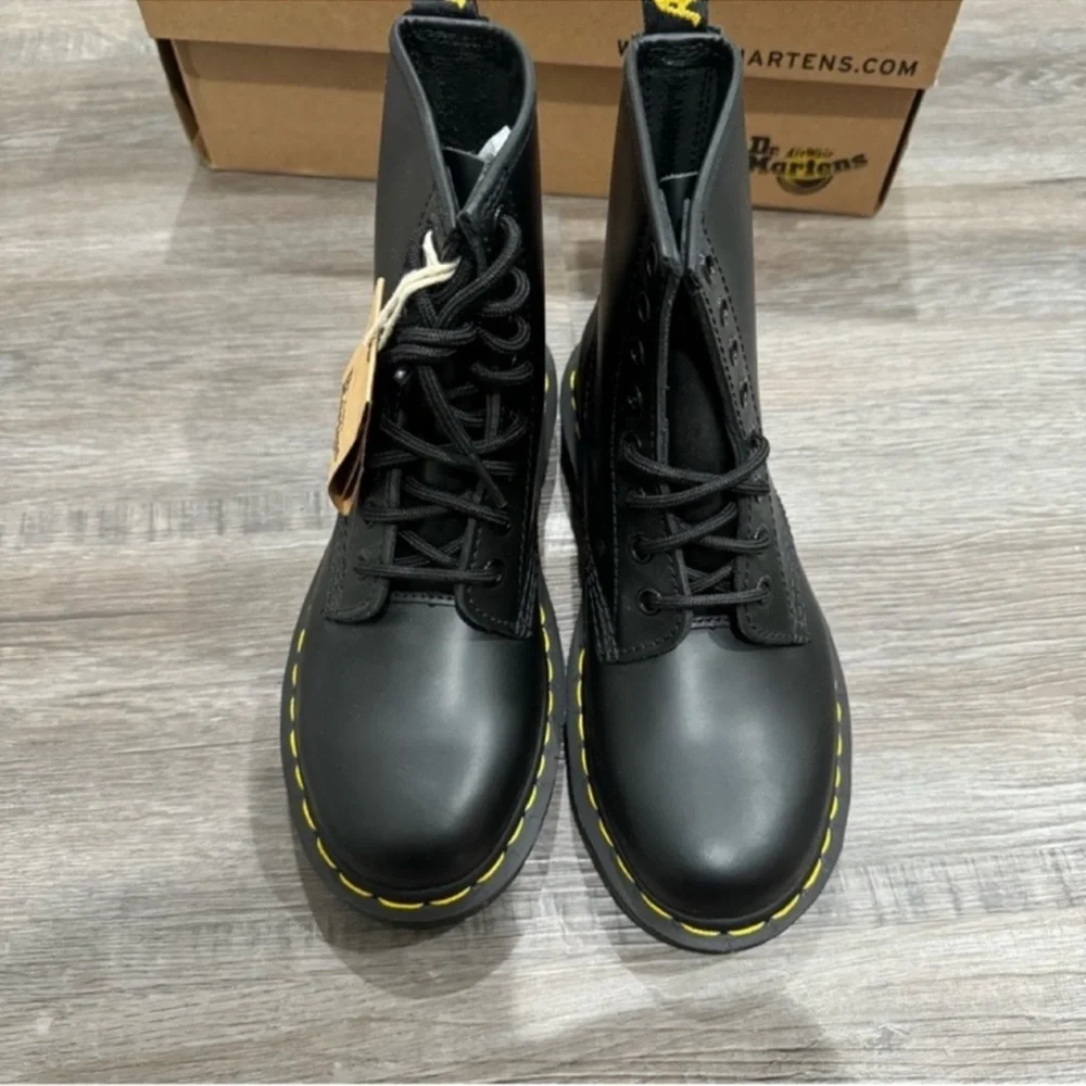 Dr Martens 1460 Black Smooth Leather Lace Up Combat Boots